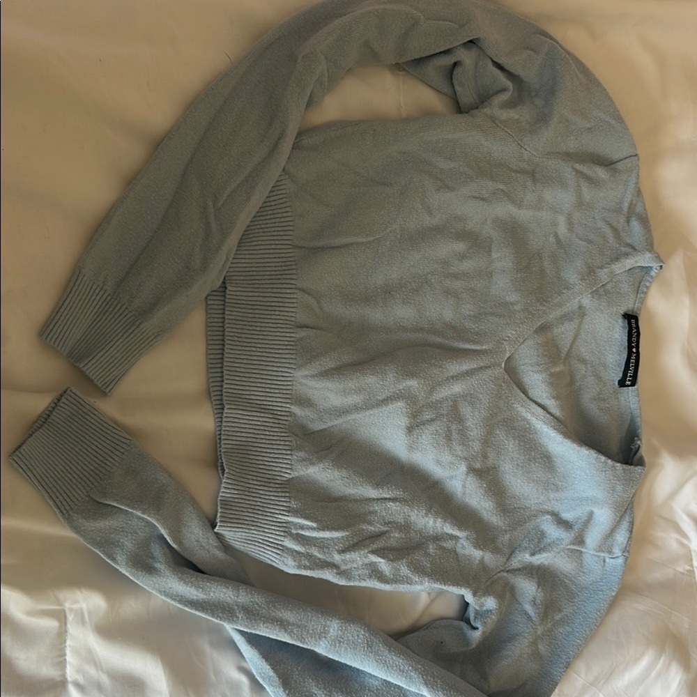 Brandy Melville Sky Blue V-Neck Sweater Long Sleeve